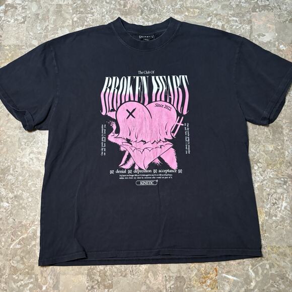 Kinetic Kings Shirt Mens Large Black Broken Hearts Graphic Oversized Pump Cover - Picture 4 of 11